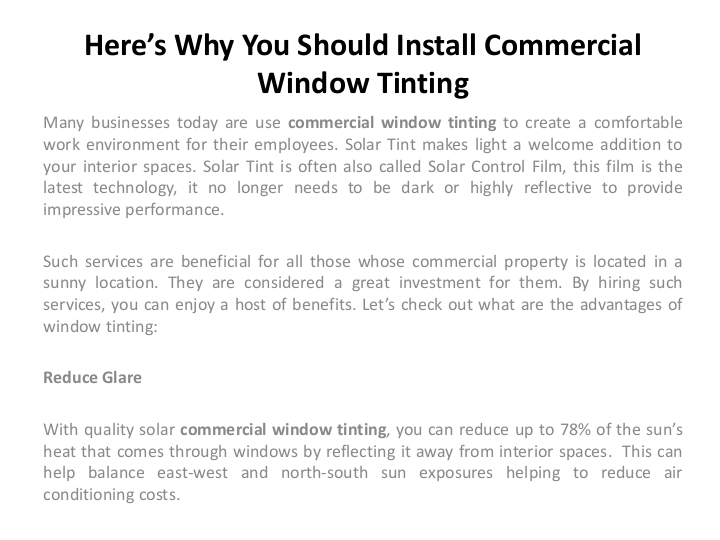 Here’s Why You Should Install Commercial Window Tinting